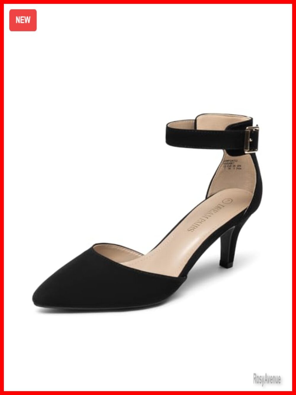 Kitten Heel Ankle Strap Pumps Pointed Toe Dress Shoes